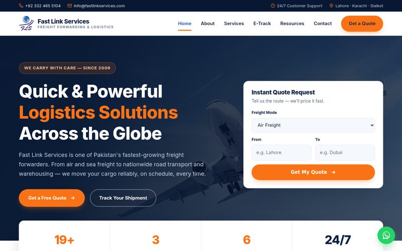 Fast Link Services website homepage