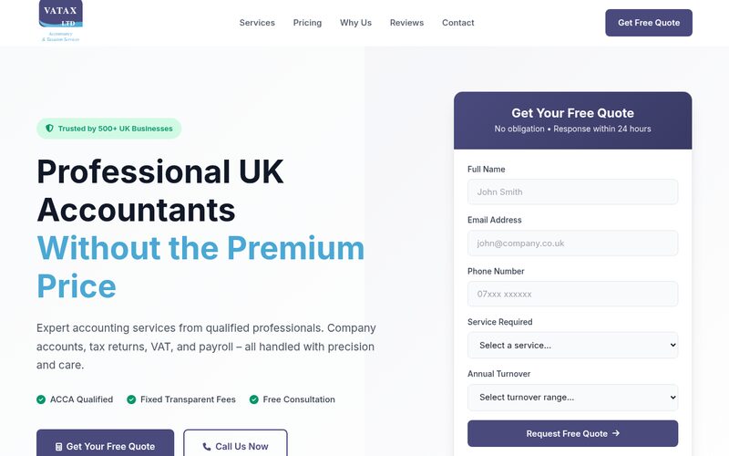 VaTax Services website homepage